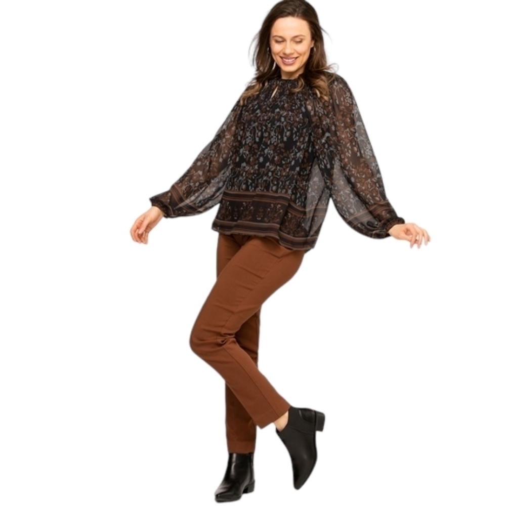 CLEO Copper Brown Slim Leg Preppy Office Pants Women's 18P